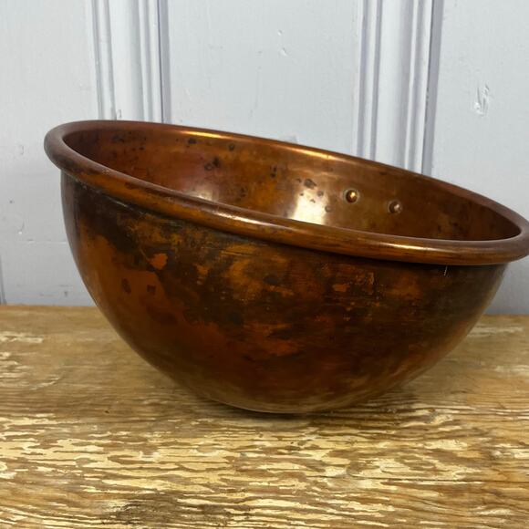 Vintage French Copper Mixing Bowl Pastry Chef Round Bottom 10” Rolled Rim Heavy - Picture 15 of 16